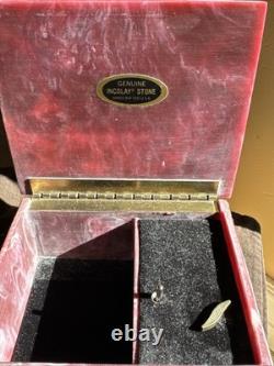 Vintage REUGE INCOLAY Red Stone Music Box Jewelry Trinket Box Crafted In USA