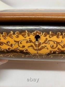 Vintage REUGE Inlaid Lacquer Wood Music Jewelry Box