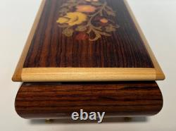 Vintage REUGE Italian Jewelry Music Box floral inlaid wood plays Edelweiss