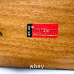 Vintage REUGE Italian Wood Inlay Jewelry Music Box 5.5x10.5x2 Brown