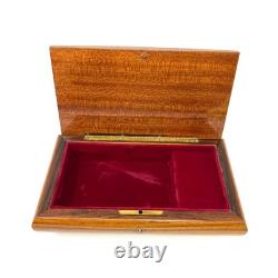 Vintage REUGE Italian Wood Inlay Jewelry Music Box 5.5x10.5x2 Brown