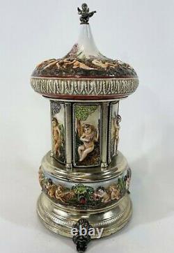 Vintage REUGE Laras Theme Love Story Carousel Porcelain Lipstick Music Box WORKS