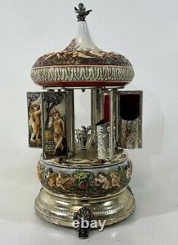 Vintage REUGE Laras Theme Love Story Carousel Porcelain Lipstick Music Box WORKS