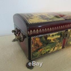 Vintage REUGE MUSIC BOX Chest with Paintings Decoupage 4 PIECES CH 4/50 # 45033