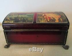 Vintage REUGE MUSIC BOX Chest with Paintings Decoupage 4 PIECES CH 4/50 # 45033