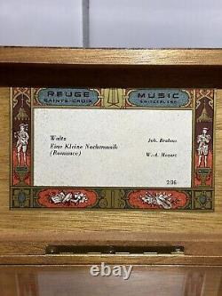 Vintage REUGE MUSIC BOX Sainte-Croix Switzerland 2/36 Beautiful wood works great