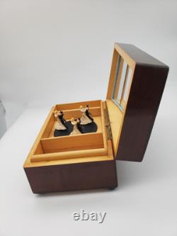 Vintage REUGE Music Box Art DECO Dancing Couples Cigarette Humidor Jewelry c1950