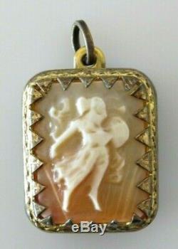 Vintage REUGE Music Box Pendant Charm Cameo Sterling Silver 925 Gold Overlay