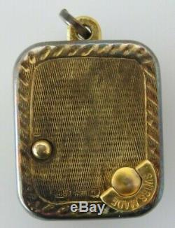 Vintage REUGE Music Box Pendant Charm Cameo Sterling Silver 925 Gold Overlay