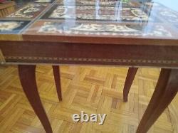 Vintage REUGE ROMANCE MUSIC BOX TABLE With Inlaid lacquered wood design