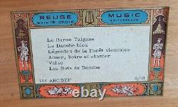 Vintage REUGE SAINTE-CROIX Thuya Burl Swiss Music Box 6/41 Plays 6 Classic Tunes