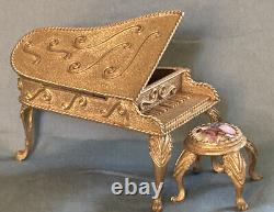 Vintage REUGE ST CROIX Music Box VOLUPTE Grand Piano/LIMOGES Stool-BLUE DANUBE