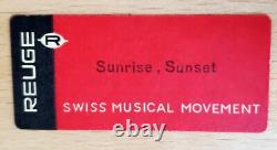 Vintage REUGE SWISS MUSIC Sunrise Sunset ITALY Wood Inlaid oval Jewelry BOX 9.2
