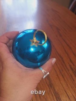 Vintage REUGE Swiss Made Ste Croix Blue Musical Ball Ornament Works