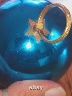 Vintage REUGE Swiss Made Ste Croix Blue Musical Ball Ornament Works
