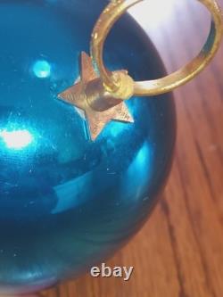 Vintage REUGE Swiss Made Ste Croix Blue Musical Ball Ornament Works