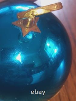 Vintage REUGE Swiss Made Ste Croix Blue Musical Ball Ornament Works