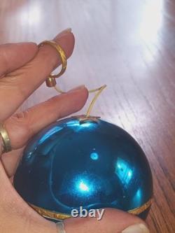 Vintage REUGE Swiss Made Ste Croix Blue Musical Ball Ornament Works