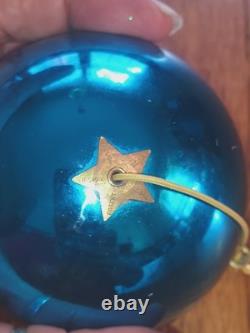 Vintage REUGE Swiss Made Ste Croix Blue Musical Ball Ornament Works