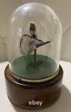 Vintage REUGE Swiss Movement Animated CanCan Dancer Figure Music Box Tag Works