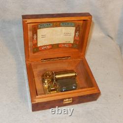 Vintage REUGE Swiss Music Box 2 Airs Song 36 Notes Cylinder Burl Wood 2/36