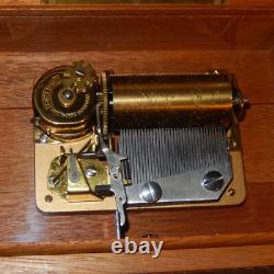 Vintage REUGE Swiss Music Box 2 Airs Song 36 Notes Cylinder Burl Wood 2/36