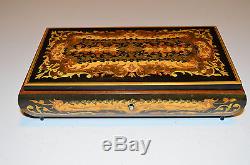 Vintage REUGE Swiss Music Jewelry Box Love Story Marquetry Inlaid Wood