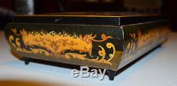 Vintage REUGE Swiss Music Jewelry Box Love Story Marquetry Inlaid Wood