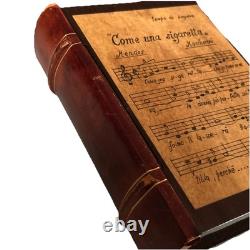 Vintage REUGE Swiss Musical Movement Jewelry Box Wooden Book Shaped