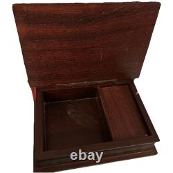 Vintage REUGE Swiss Musical Movement Jewelry Box Wooden Book Shaped
