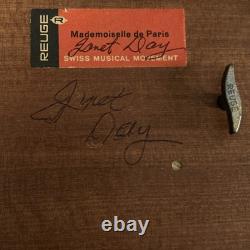 Vintage REUGE Swiss Musical Movement Jewelry Box Wooden Book Shaped