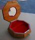 Vintage Rare Reuge Edelweiss Swiss Mirrored Jewelry Wood Octagon Music Box