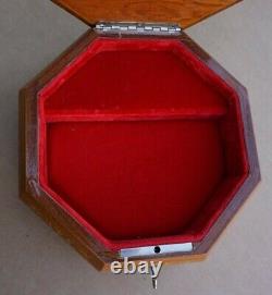 Vintage Rare Reuge Edelweiss Swiss Mirrored Jewelry Wood Octagon Music Box