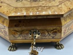 Vintage Rare Swiss Reuge Marquetry Footed Music Box Made In Italy 13