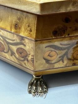 Vintage Rare Swiss Reuge Marquetry Footed Music Box Made In Italy 13
