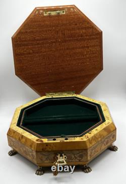 Vintage Rare Swiss Reuge Marquetry Footed Music Box Made In Italy 13
