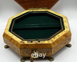 Vintage Rare Swiss Reuge Marquetry Footed Music Box Made In Italy 13