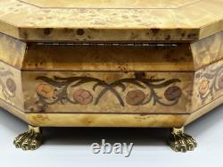 Vintage Rare Swiss Reuge Marquetry Footed Music Box Made In Italy 13