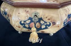 Vintage Rare Swiss Reuge Marquetry Footed Music Box Made in Italy 10 VIDEO