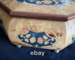 Vintage Rare Swiss Reuge Marquetry Footed Music Box Made in Italy 10 VIDEO