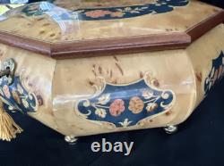 Vintage Rare Swiss Reuge Marquetry Footed Music Box Made in Italy 10 VIDEO