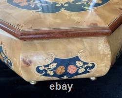 Vintage Rare Swiss Reuge Marquetry Footed Music Box Made in Italy 10 VIDEO