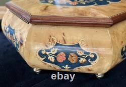 Vintage Rare Swiss Reuge Marquetry Footed Music Box Made in Italy 10 VIDEO