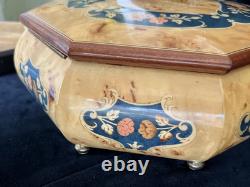 Vintage Rare Swiss Reuge Marquetry Footed Music Box Made in Italy 10 VIDEO