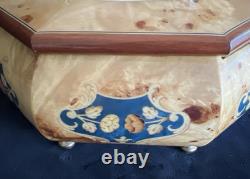 Vintage Rare Swiss Reuge Marquetry Footed Music Box Made in Italy 10 VIDEO