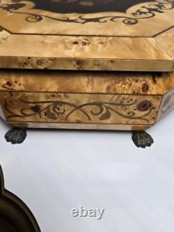 Vintage Rare Swiss Reuge Marquetry Music Box, Italian Inlaid, Claw Feet, 13 V. G. C