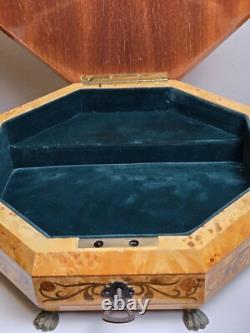 Vintage Rare Swiss Reuge Marquetry Music Box, Italian Inlaid, Claw Feet, 13 V. G. C