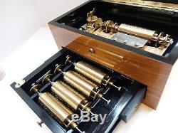 Vintage Reuge 10 Song Extended Play Interchangeable Cylinder Music Box (video)