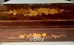 Vintage Reuge 17 Large Inlaid Swiss Musical Jewelry Box Lift Out Tray Play More