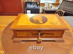 Vintage Reuge 35349 Switzerland Mozart Inlaid Portrait Music Box 72/3